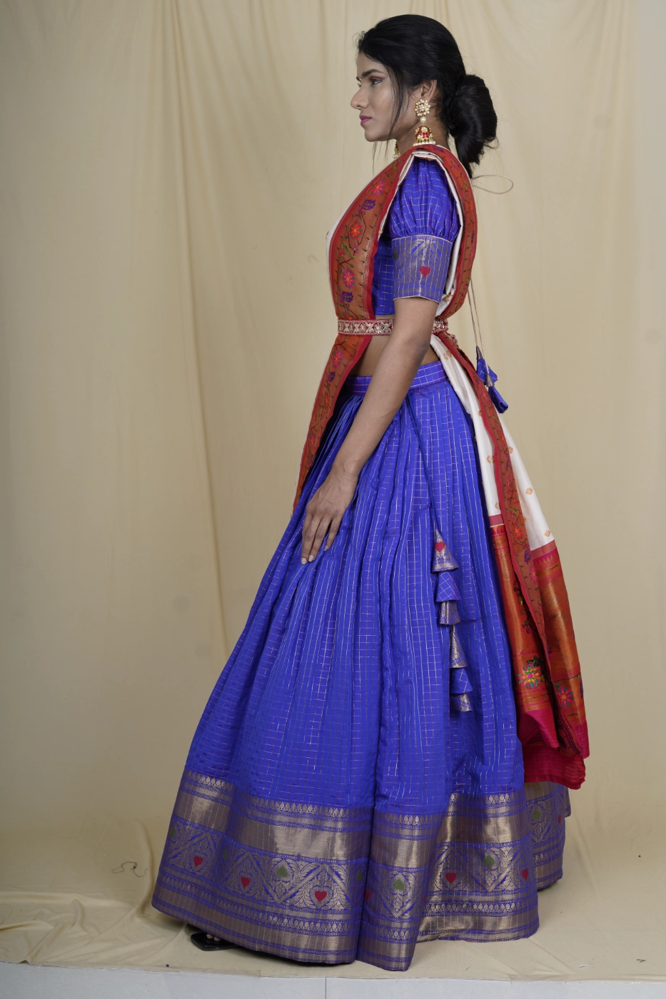 navy-blue-checks-cotton-silk-lehenga-blouse-with-white-and-red-patola-silk-dupatta-m?uid=1675053257