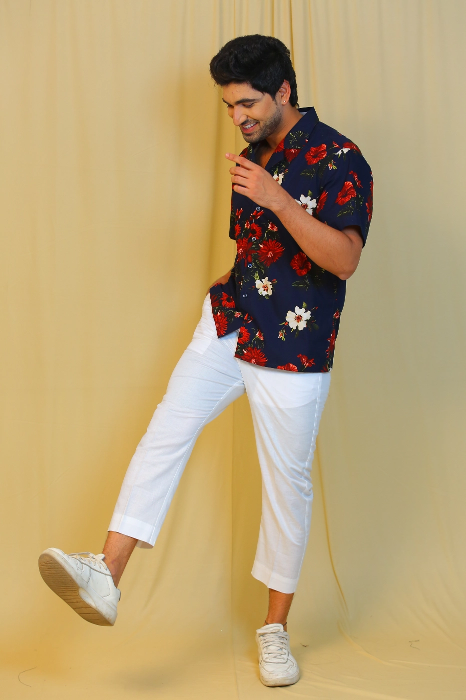 navy-blue-floral-print-cotton-shirt-with-white-pants-m-cotton-navy?uid=1682592560