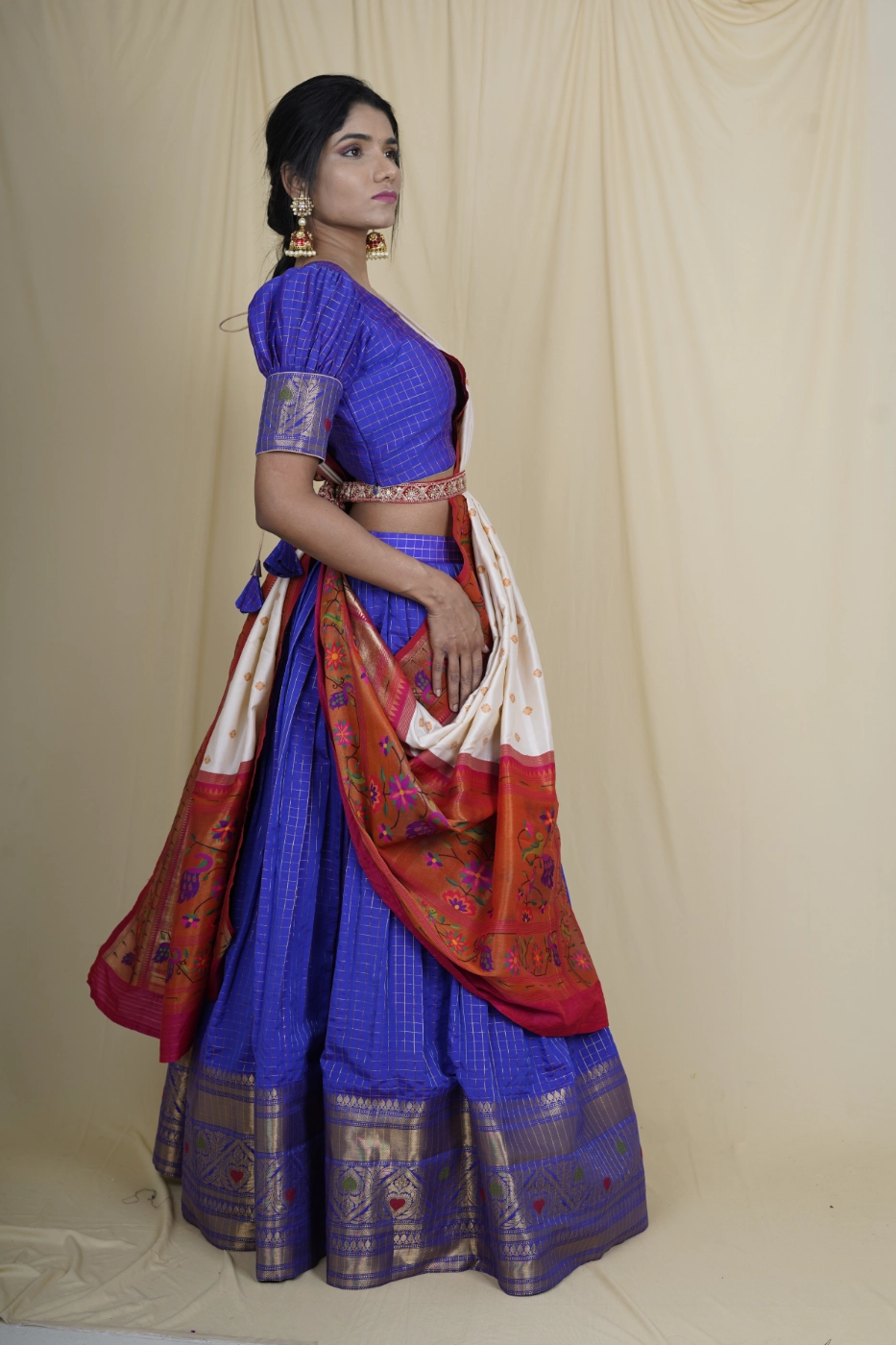 navy-blue-checks-cotton-silk-lehenga-blouse-with-white-and-red-patola-silk-dupatta-m?uid=1675053257