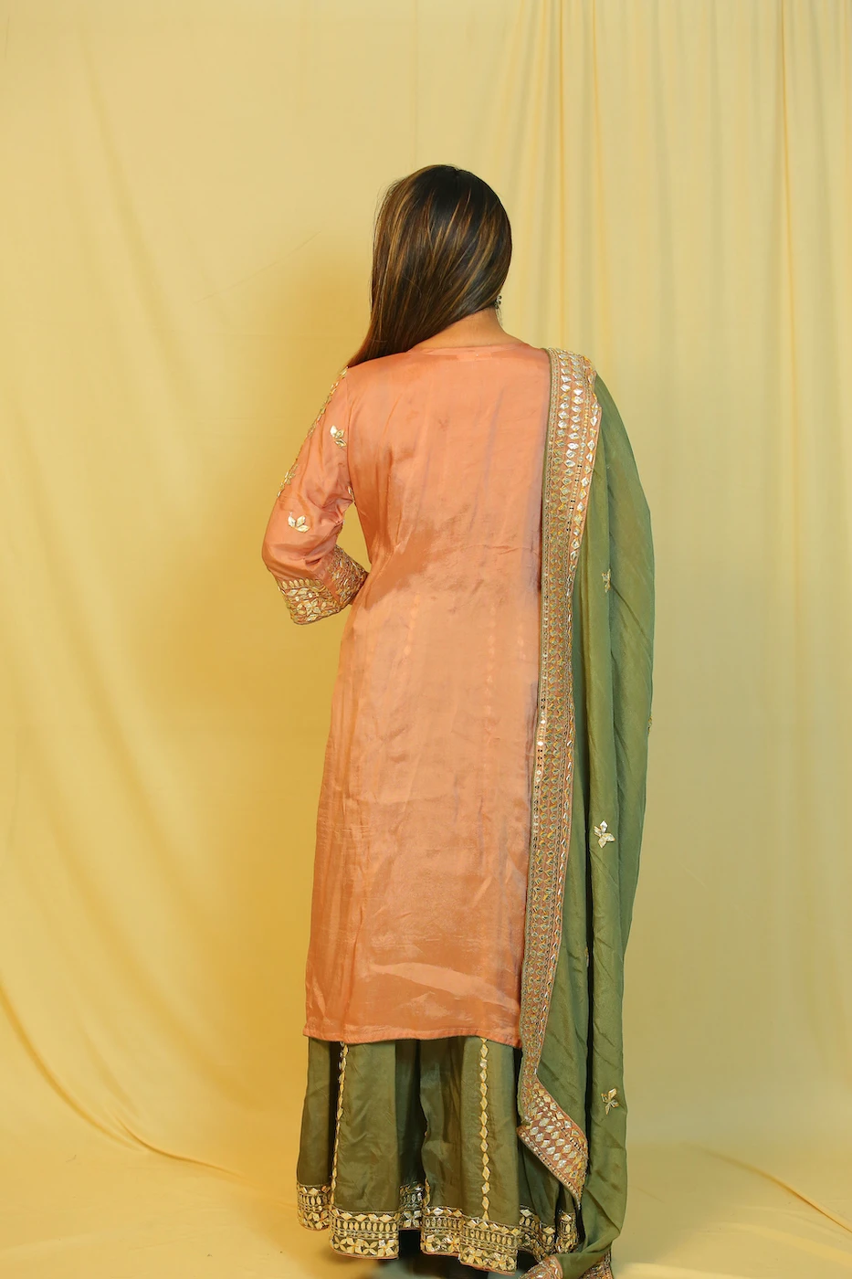 coral-colour-gota-work-crepe-silk-long-kurtamoss-green-sharara-and-matching-dupatta-m?uid=1674969016