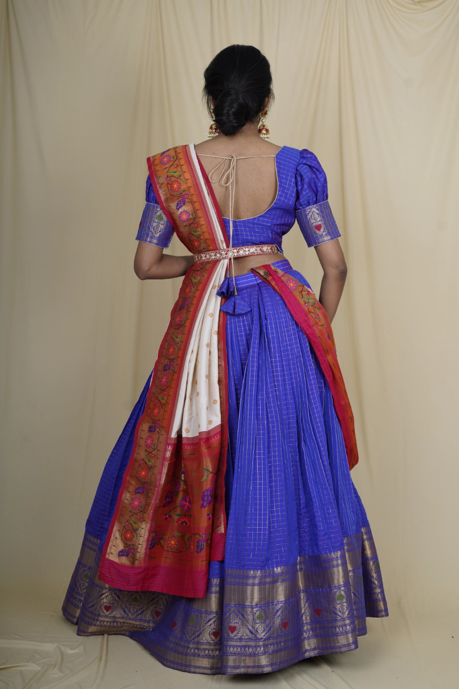 navy-blue-checks-cotton-silk-lehenga-blouse-with-white-and-red-patola-silk-dupatta-m?uid=1675053257